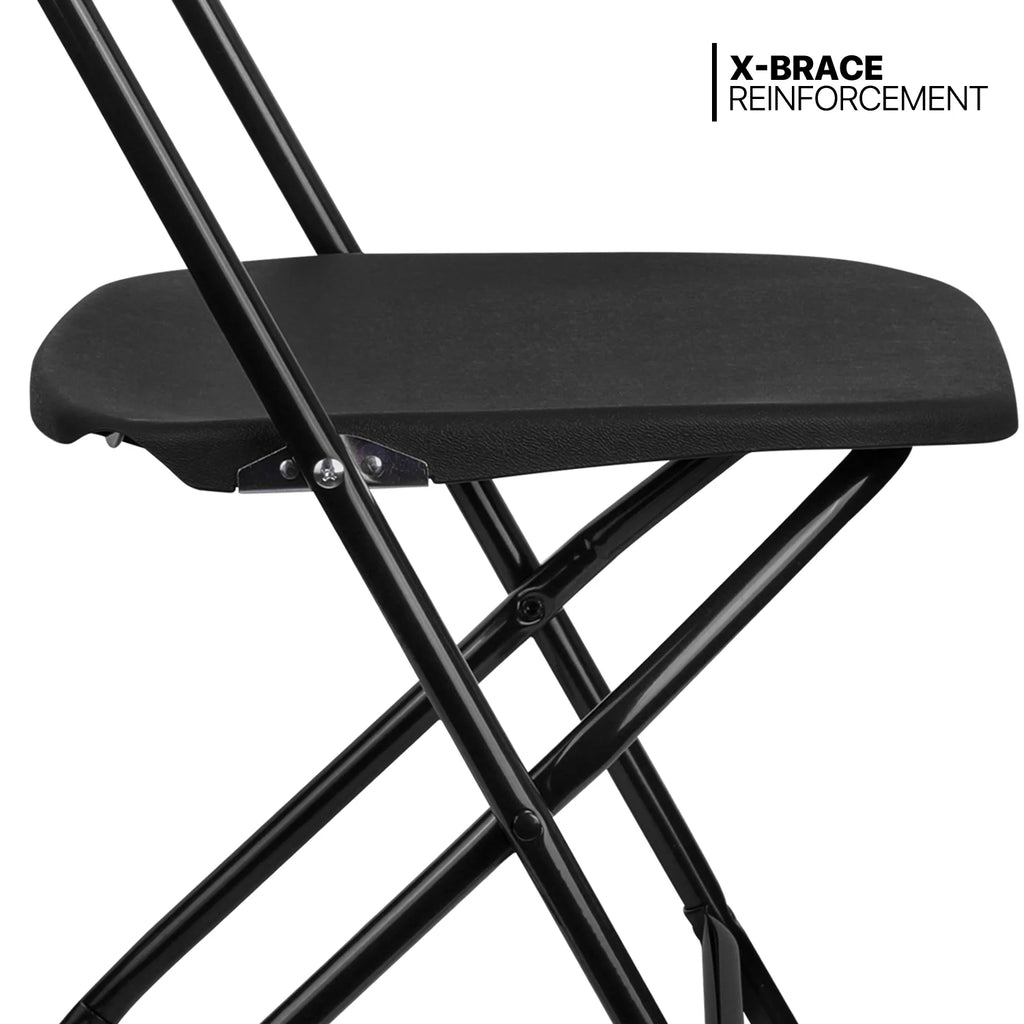 11 Pieces 8 Ft Heavy Duty Folding Utility Table and Chair Set with Handle, White/Black L403