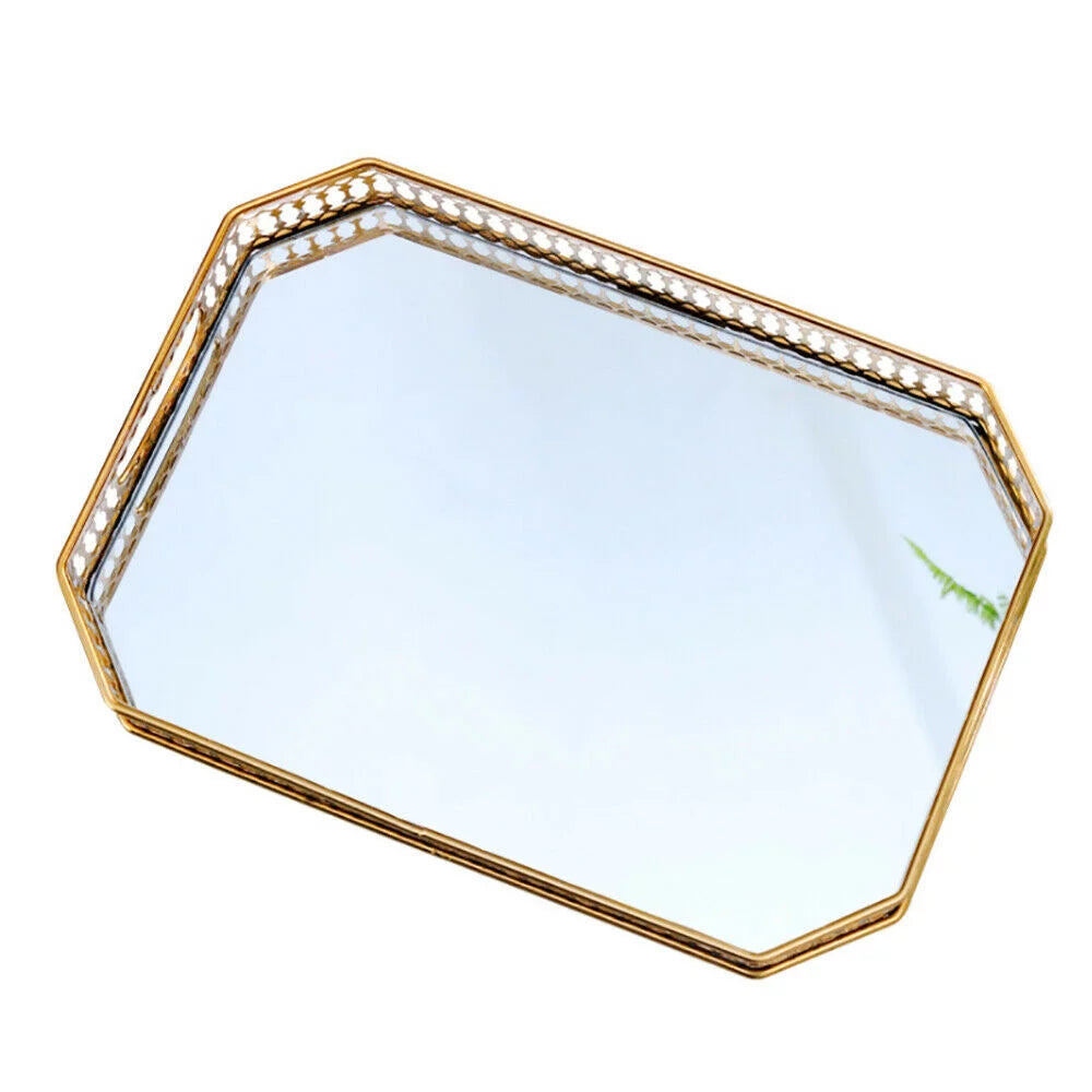 Bathroom Vanity Tray Metal Glass Mirrored Tray C434913