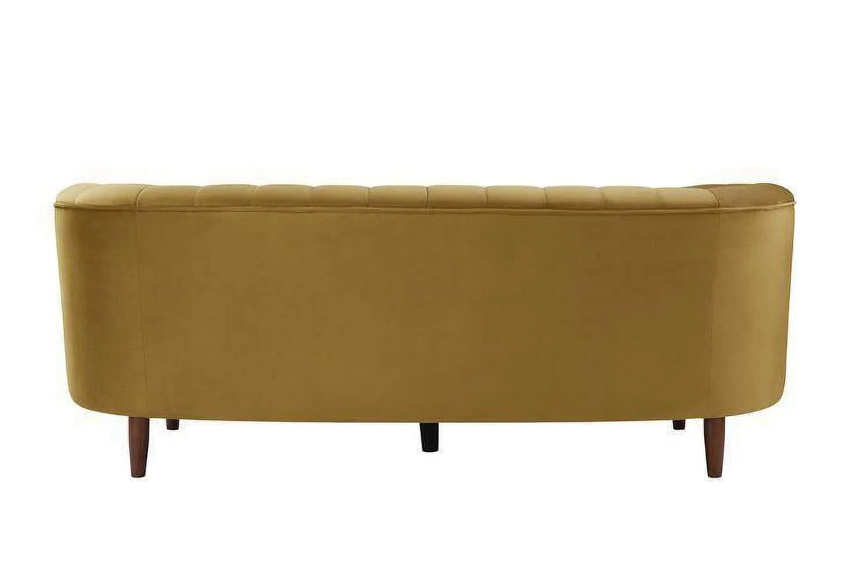 Olive Yellow Velvet Sofa and Loveseat S5534