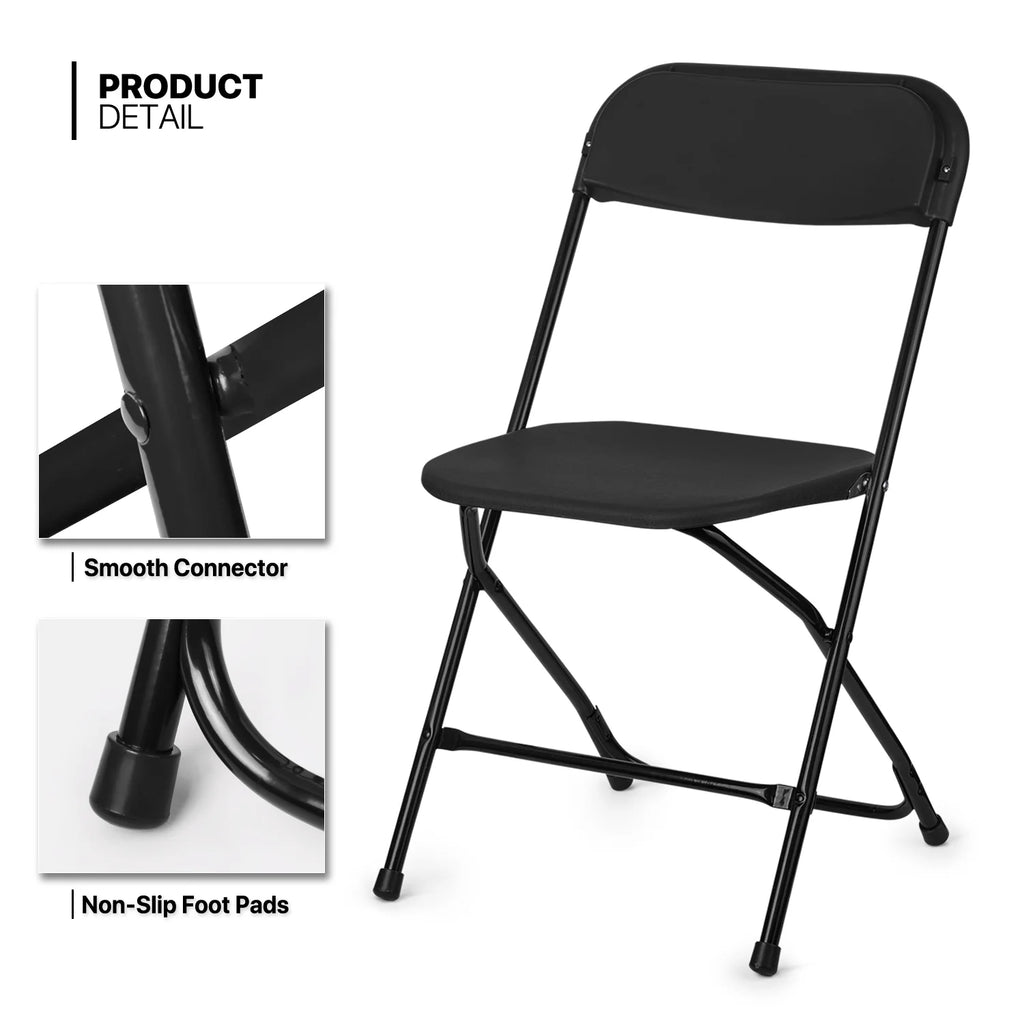 11 Pieces 8 Ft Heavy Duty Folding Utility Table and Chair Set with Handle, White/Black L403