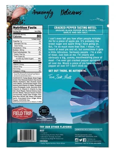 Turkey Jerky Gluten Free High Protein Cracked Pepper 1oz Bags 12 Pack W8539