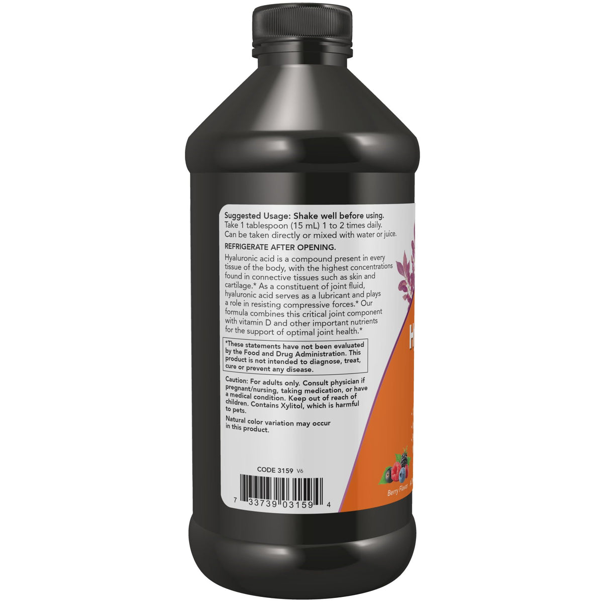 Liquid Hyaluronic Acid, Berry Flavor, 100 Mg Per Serving, 16-Ounce Z36595