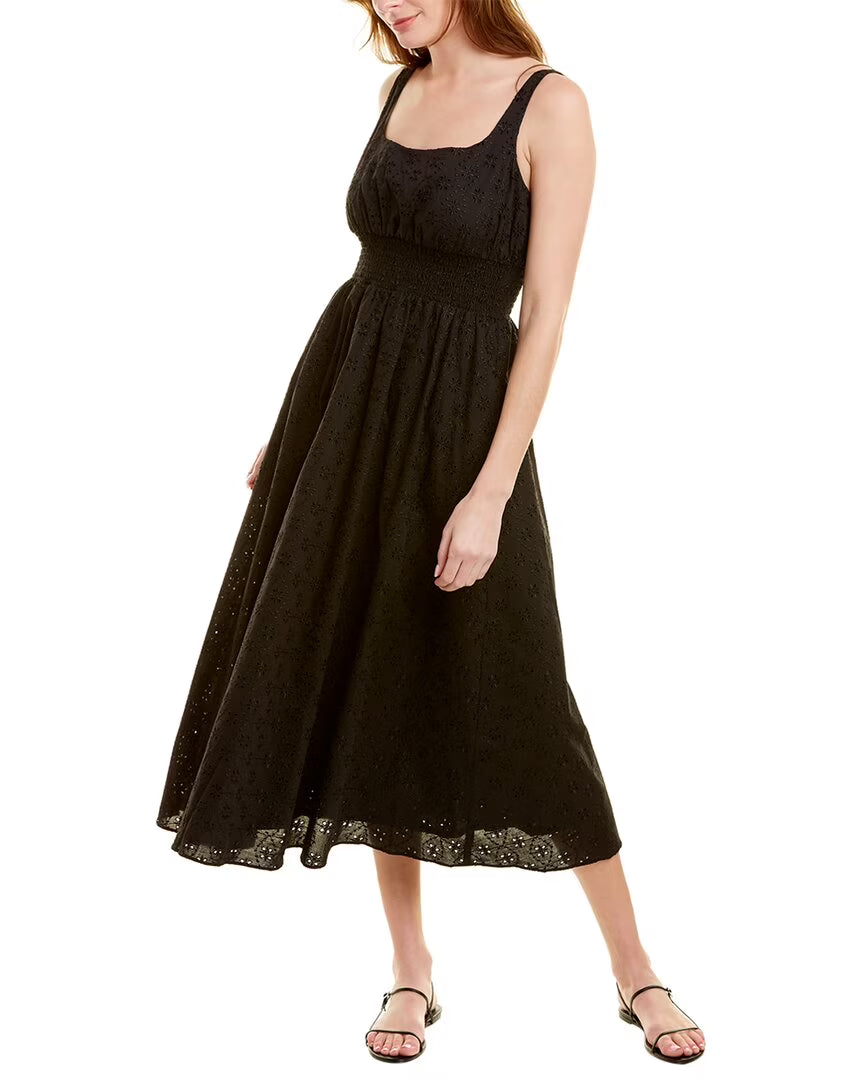 Floral Eyelet Midi Dress, Black A202273