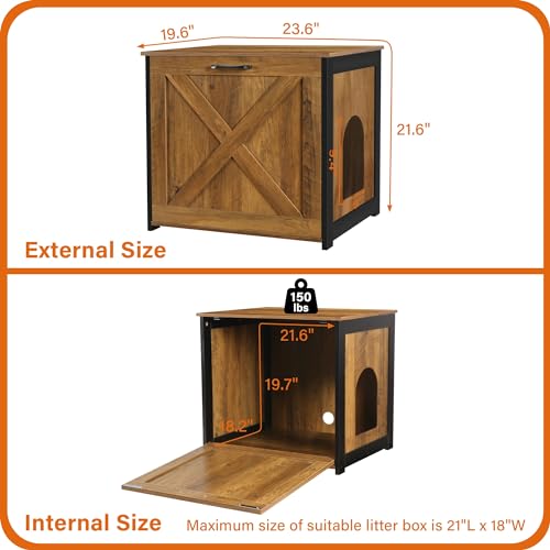 Dark Gray Cat Litter Box Enclosure Cabinet O953028