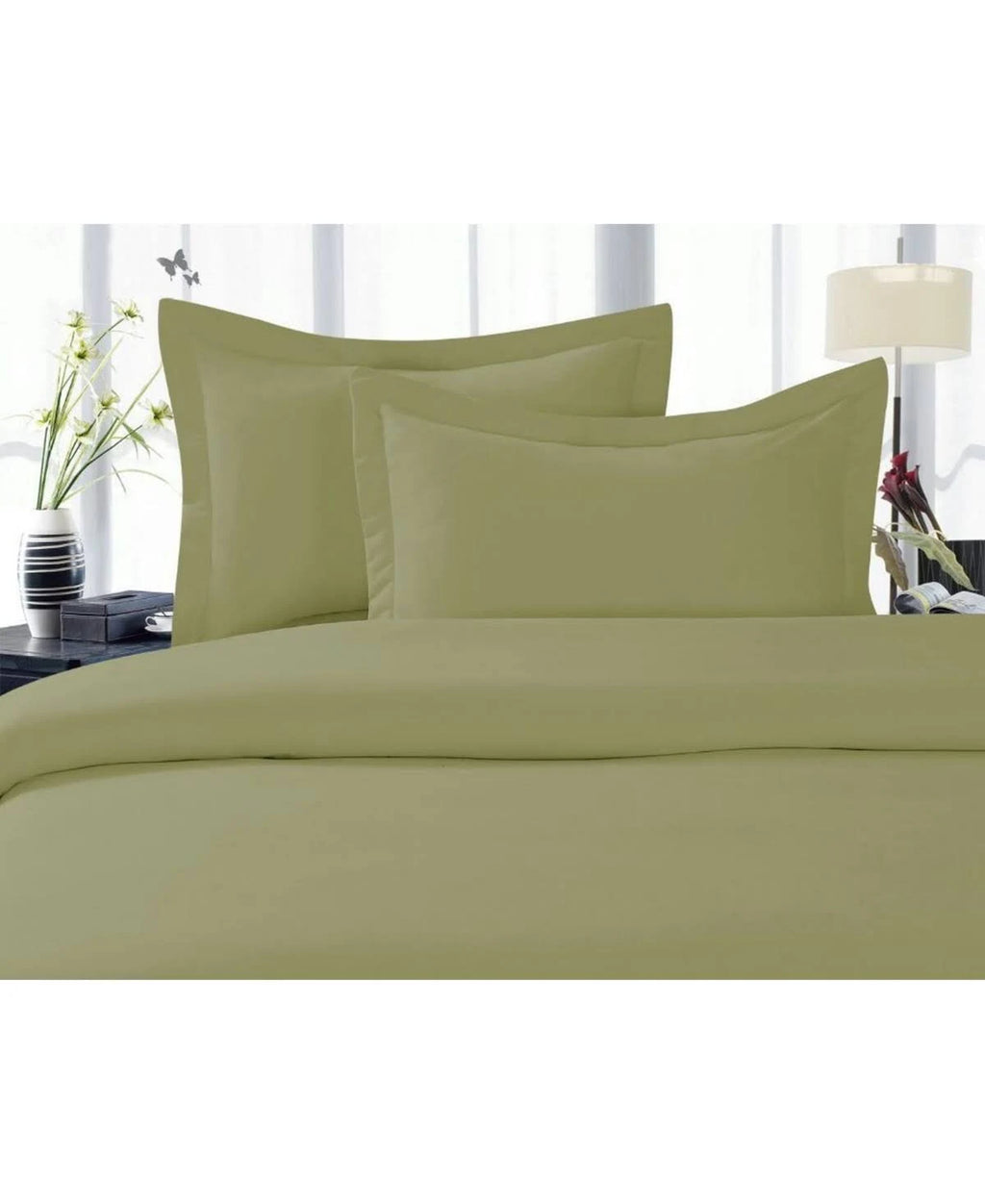 3-Piece Duvet Cover Set King Cali King Green Q47375