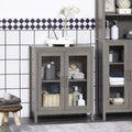 Gray Wooden Bathroom Floor Cabinet Q881616