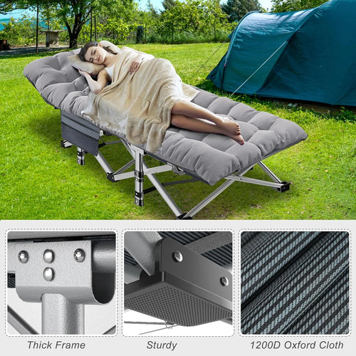 2 Pack Folding Camping Cot with Mattress and Carry Bag W717