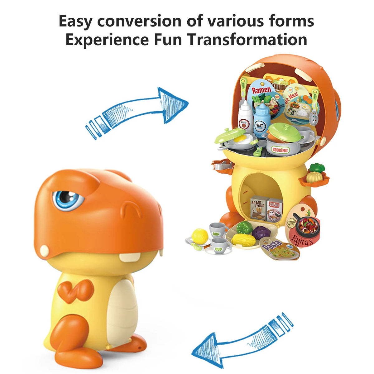 Dinosaur Storage Set Cooking Toy Kitchen Set with Play Food for Toddlers C70998