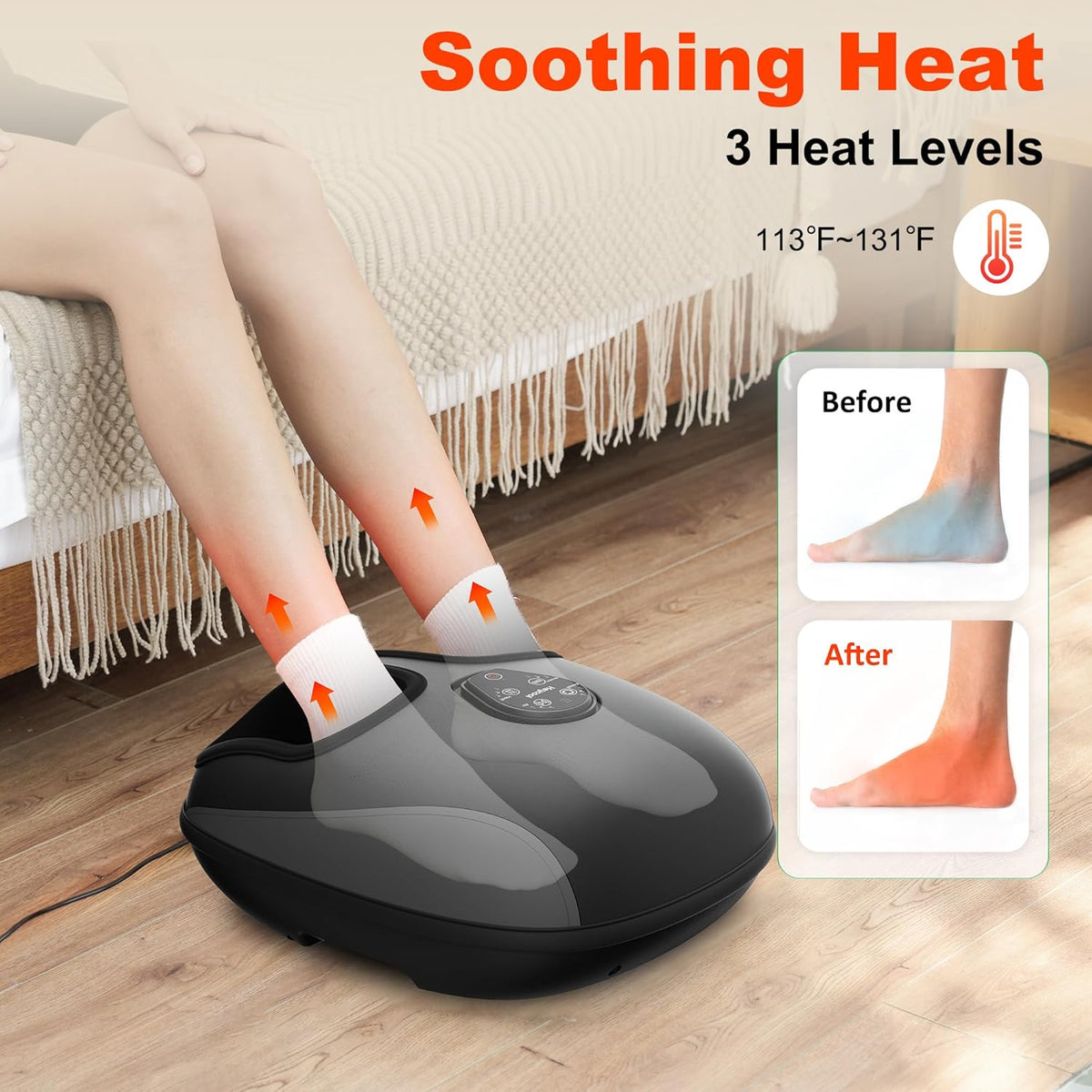 Electric Foot Massager with Heat, Deep Kneading, Compression, Vibration, Remote Control V226