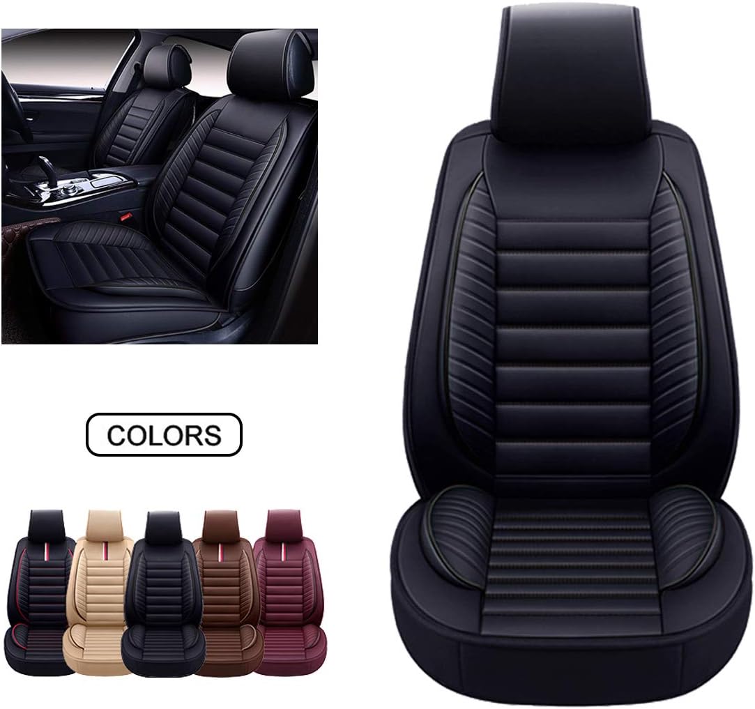 Brown Faux Leatherette Car Seat Covers Set N717780