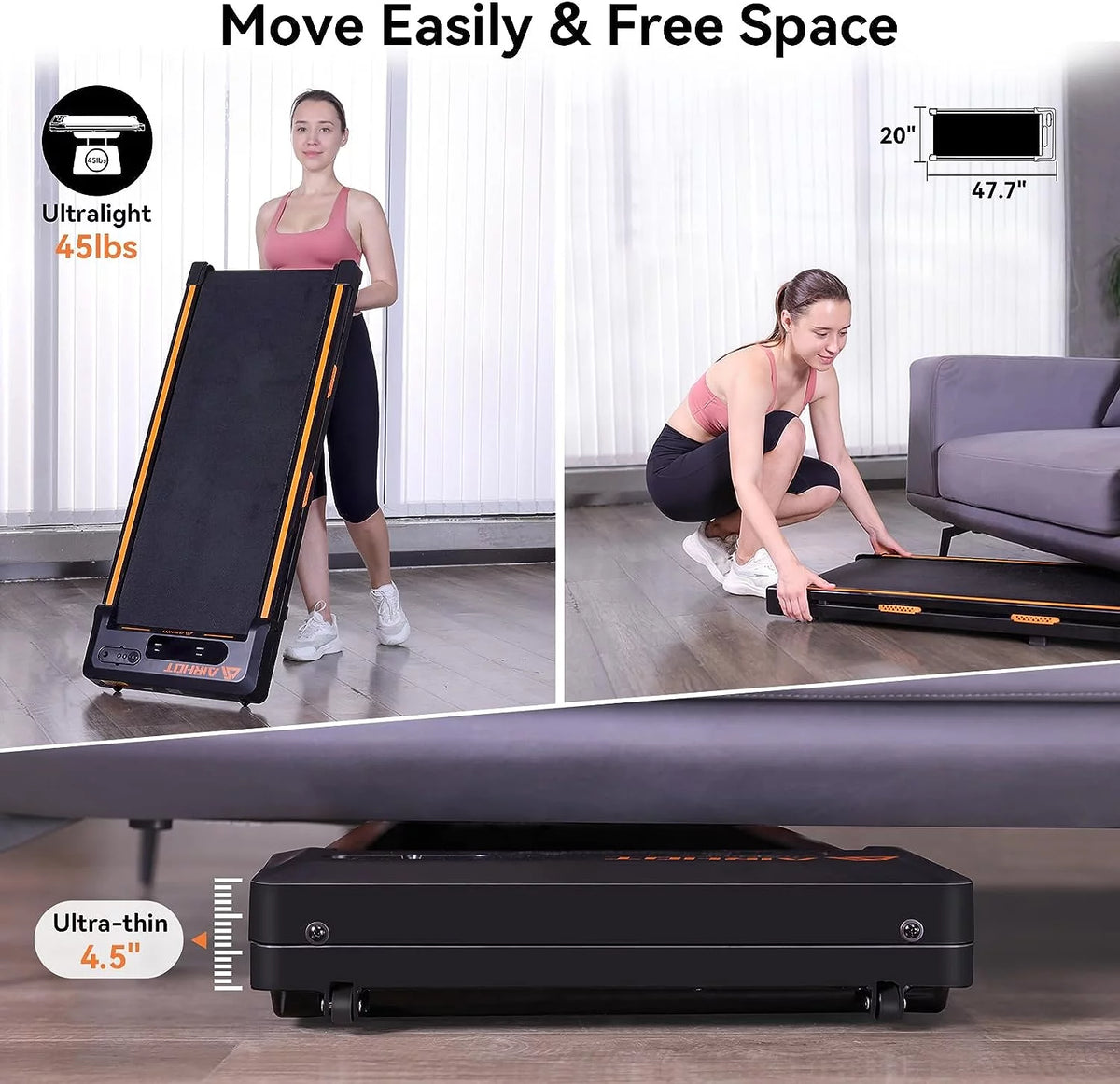Under Desk Treadmill 2 in 1 Black E37025