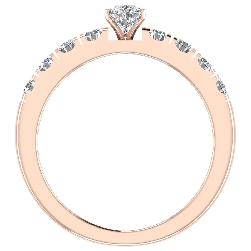 Pear Cut Solitaire Diamond Ring 18K Rose Gold 1.10 Carat Z866