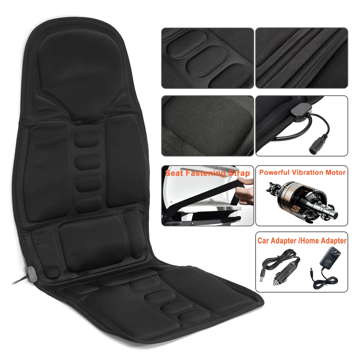 8 Motor Heat Vibrate Massage Cushion F7485