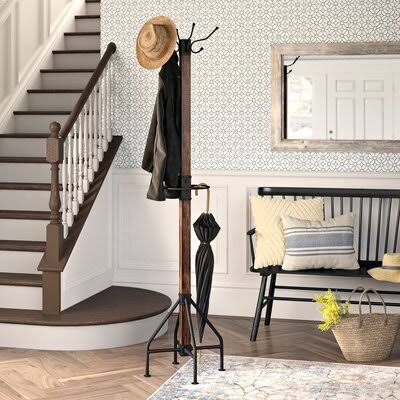 Walnut Brown/Black Coat Rack F503