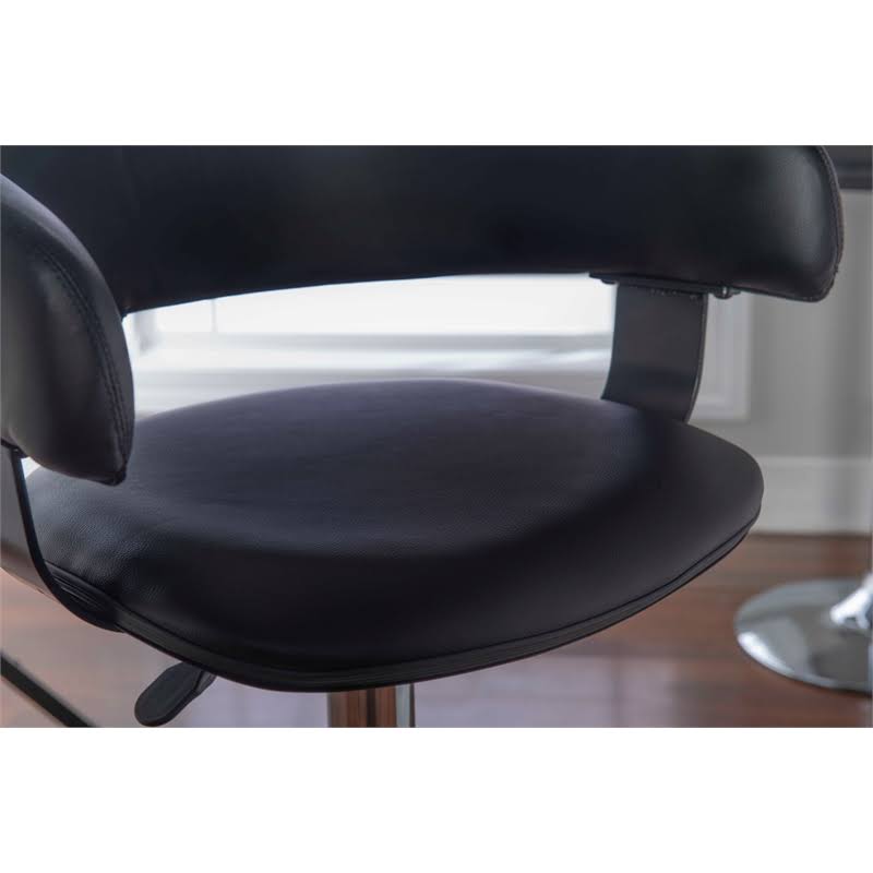 Black Faux Leather Adjustable Height Bar Stool N959
