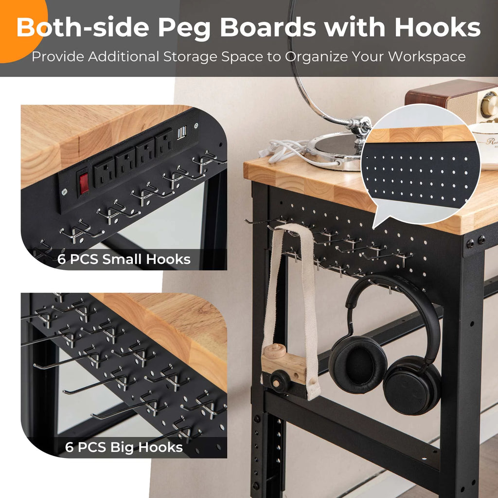 Adjustable Height Workbench with Power Outlets H4554