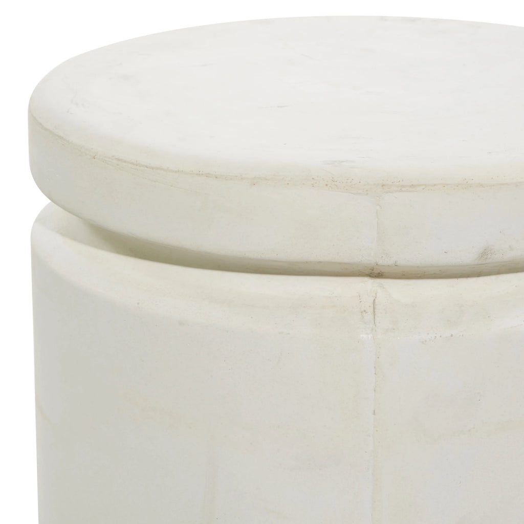 White Industrial Fiber Clay Outdoor Cylindrical Foot Stool G71457
