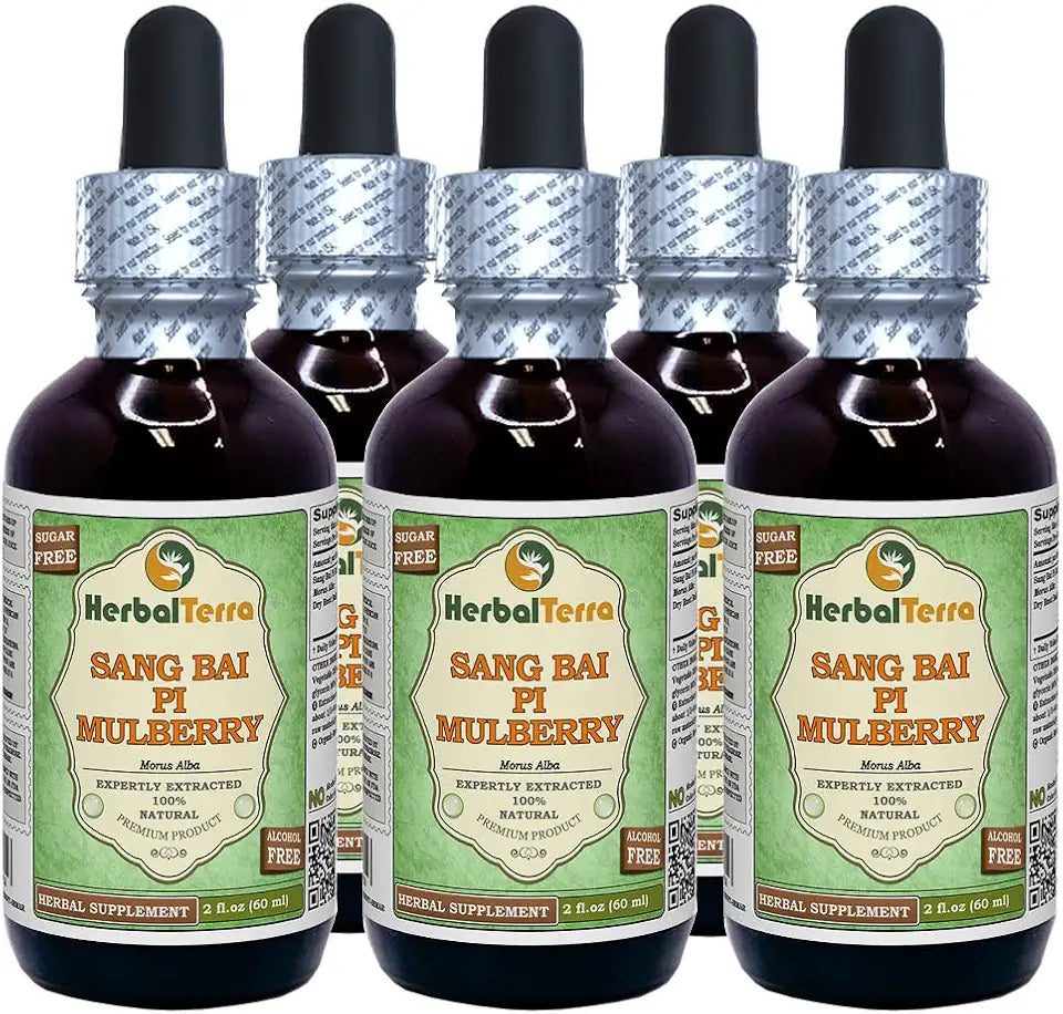 Organic Dried Mulberry Root Bark Alcohol-Free Liquid Extract 5x2 fl.oz Q361