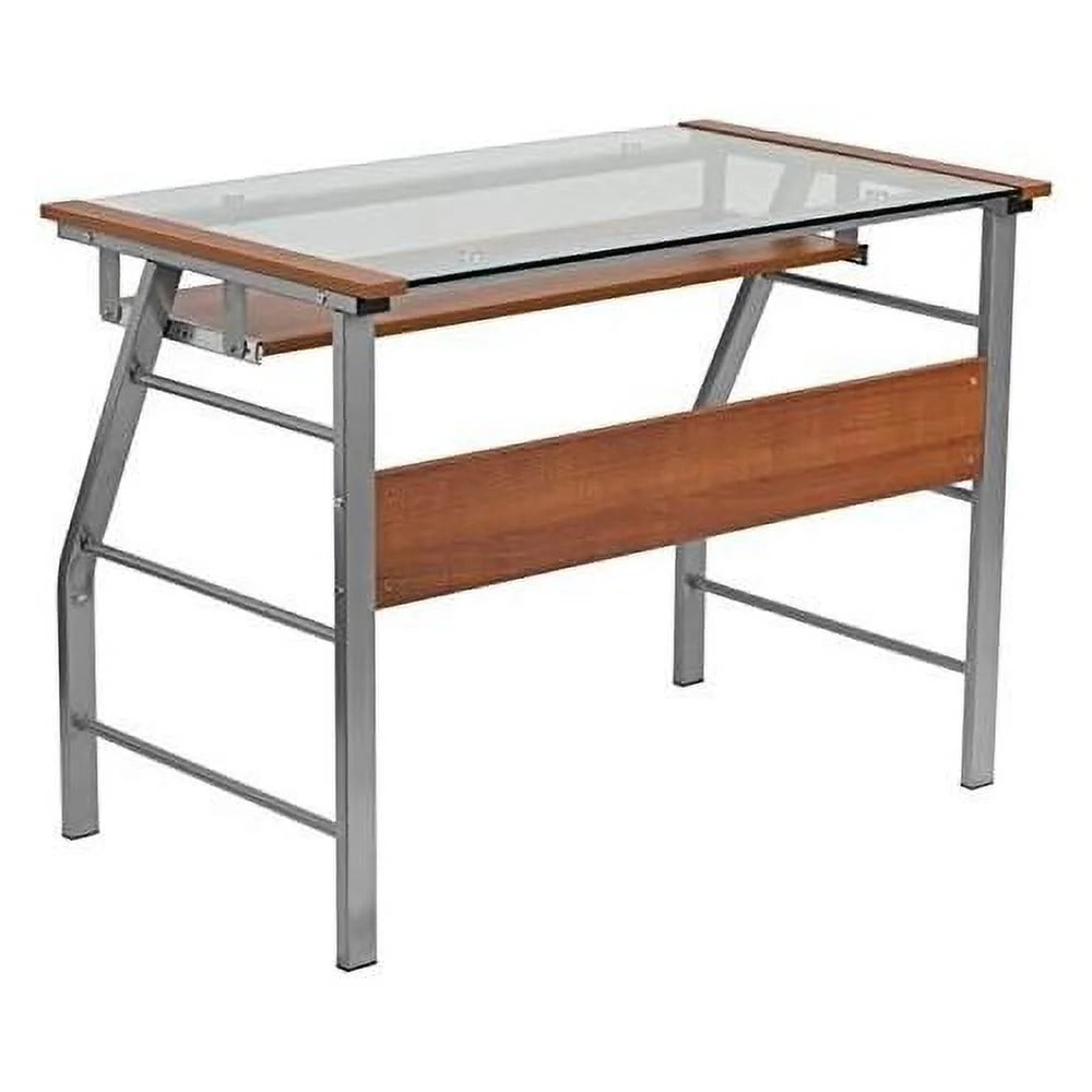Tempered Glass Computer Desk With Pull Out Keyboard G469659