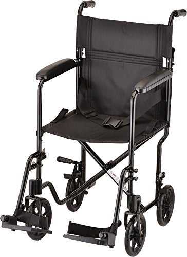 Black Lightweight Transport Chair with Swing Away Footrest M792541
