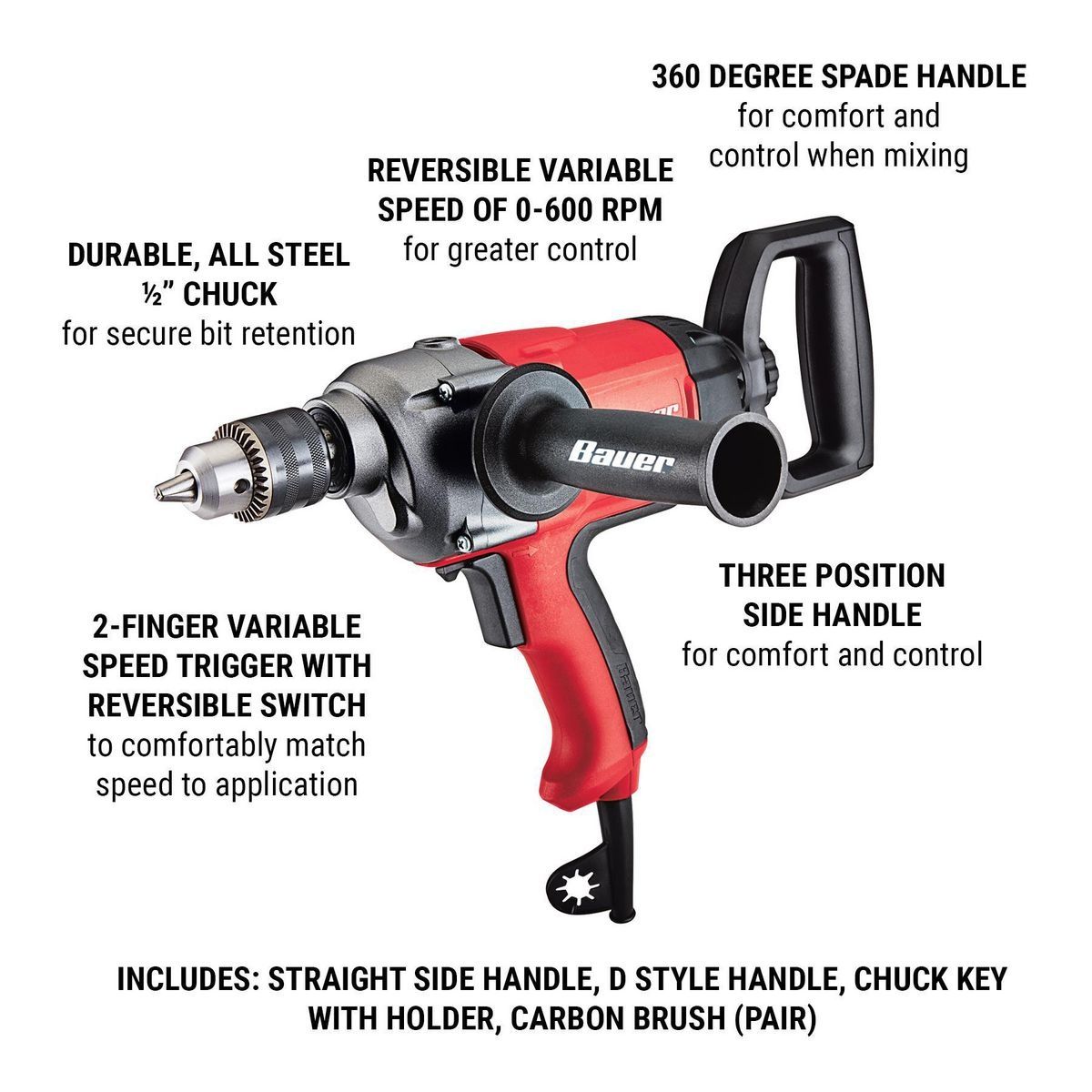 7.5 Amp 1/2 in. Spade Handle Drill/Mixer B25981