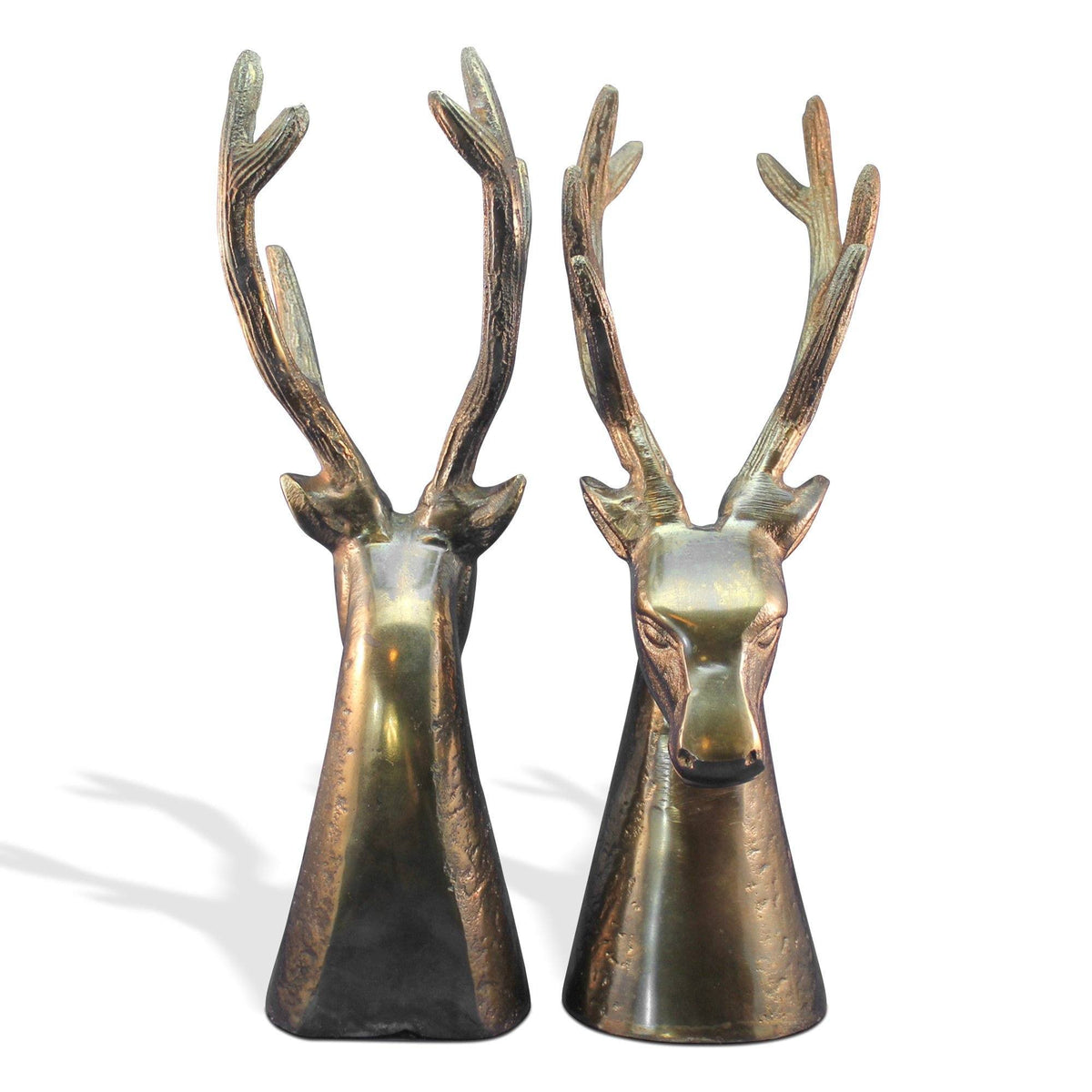 Bronze Tone Solid Metal Deer Head Bookends Pair R46101