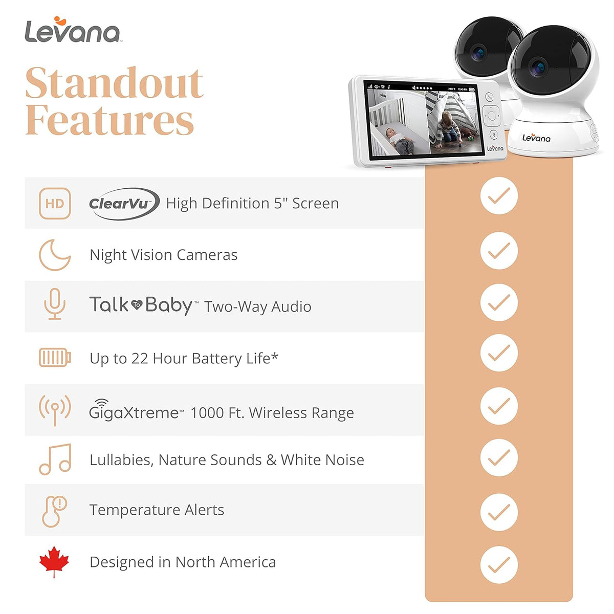 Video Baby Monitor with 5" Display and 720p HD Video A62965