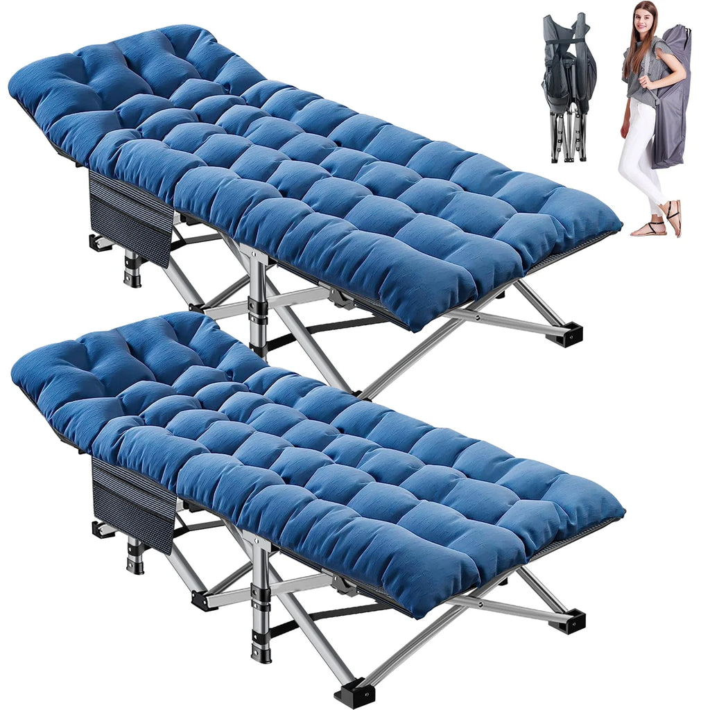 2 Pack Folding Camping Cot with Mattress and Carry Bag W717