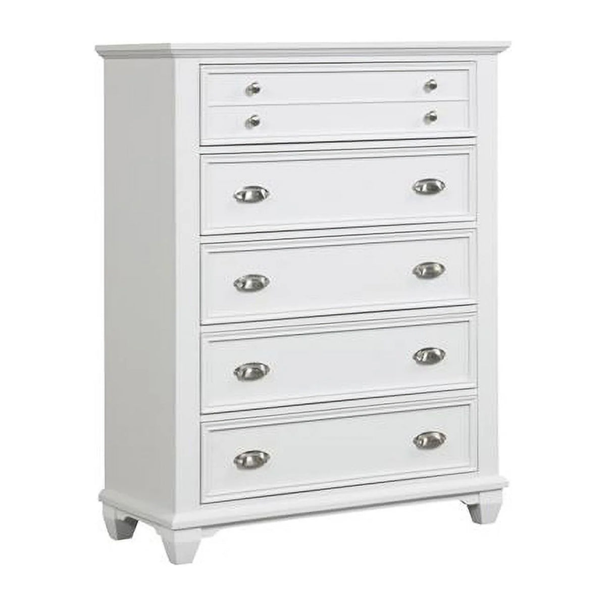 White 5 Drawer Wood Dresser Chest I229