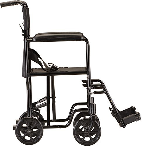Black Lightweight Transport Chair with Swing Away Footrest M792541