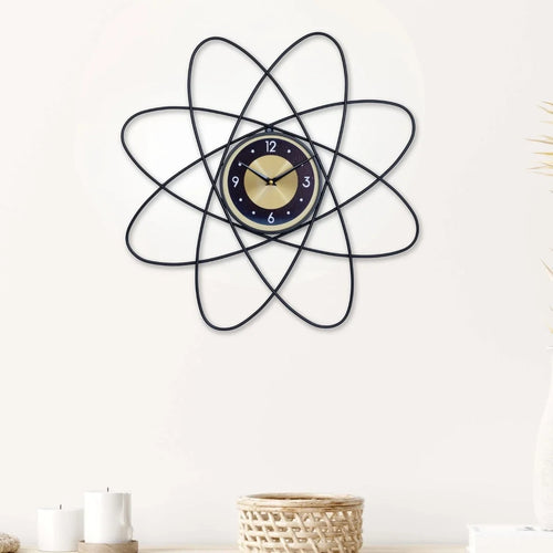 24 Metal Star Silent Clock - Black & Yellow Y4990