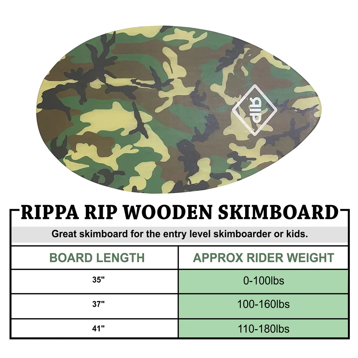 37" Camouflage Wooden Skimboard Y381846