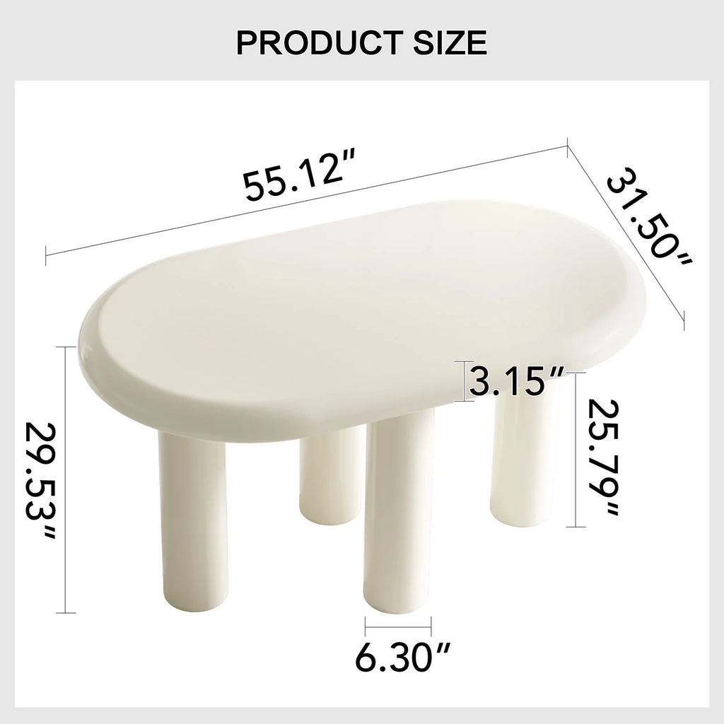 Cream White Oval Dining Table Q3078