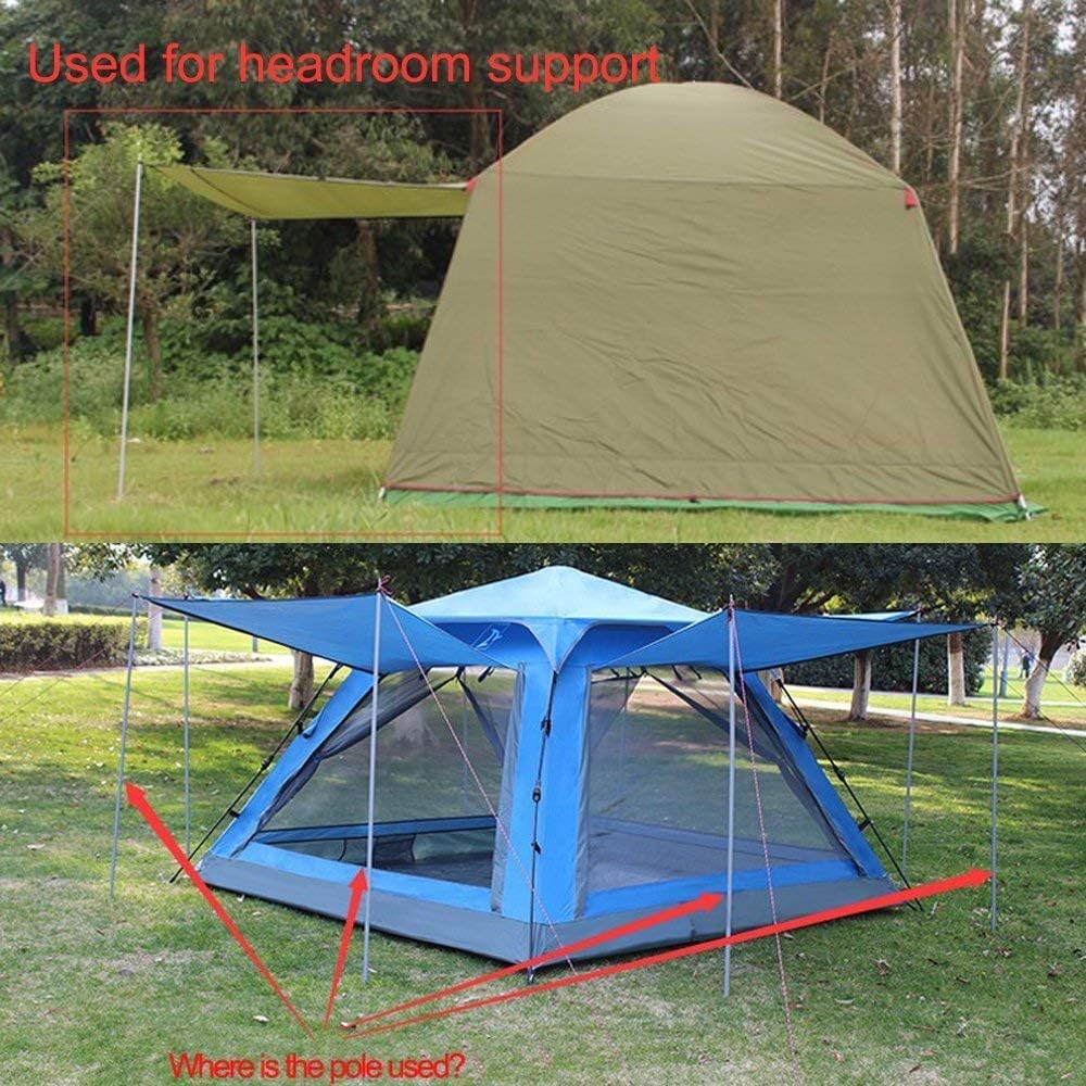 Adjustable Steel Tent Tarp Poles, Pack of 2 D1143