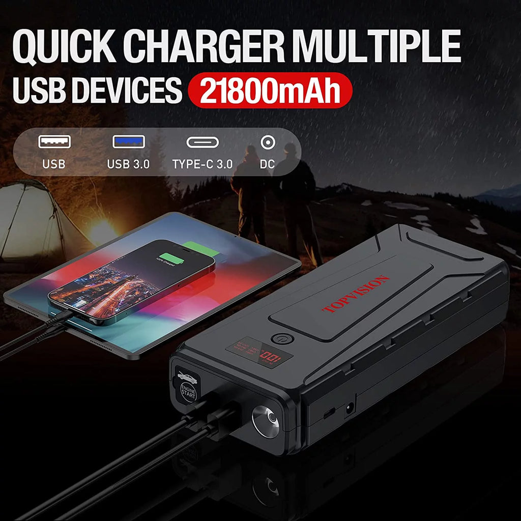 12V Car Jump Starter with Dual USB Quick Charge and DC Output J934278
