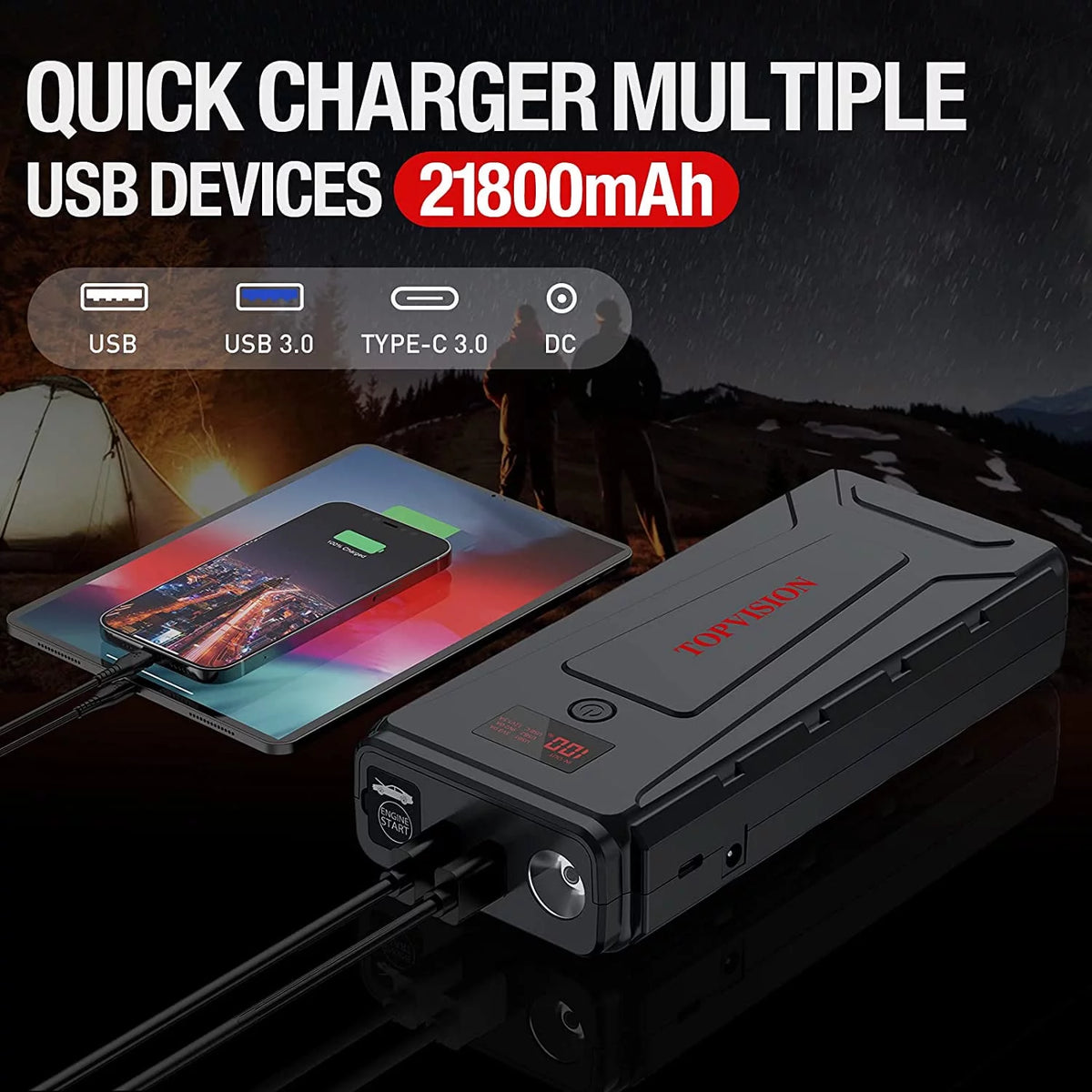 12V Car Jump Starter with Dual USB Quick Charge and DC Output J934278