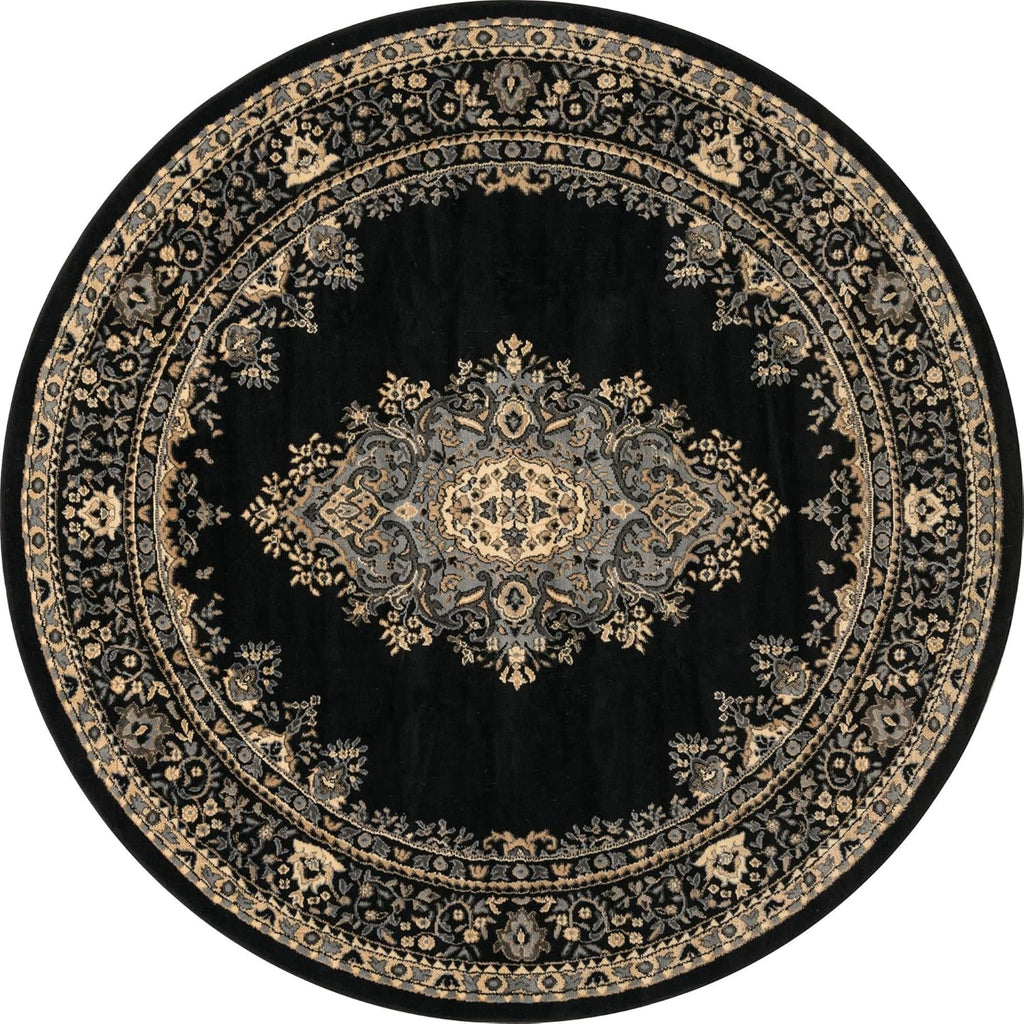 8 Ft Round Black Rug X924