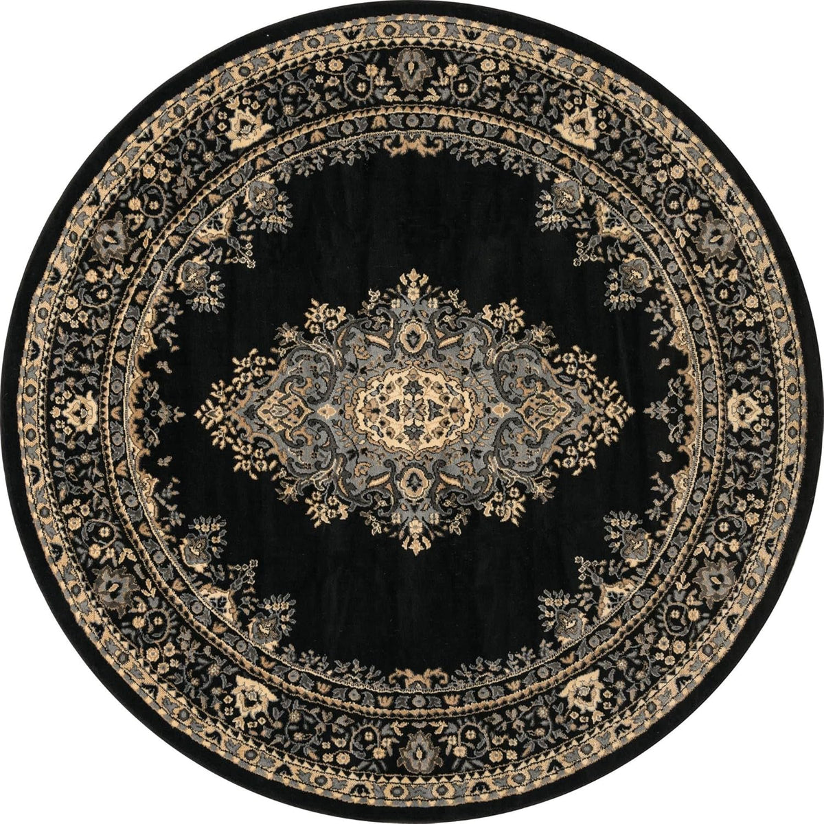 8 Ft Round Black Rug X924