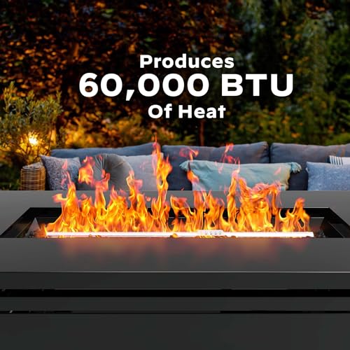 32 Inch 50,000 BTU Steel Propane Fire Pit with Lid and Lava Rock E9744