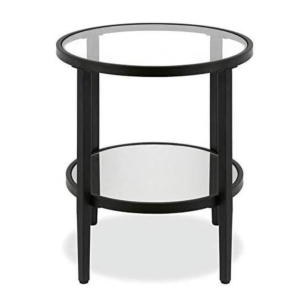Round Modern Metal Side Table in Black Y836095