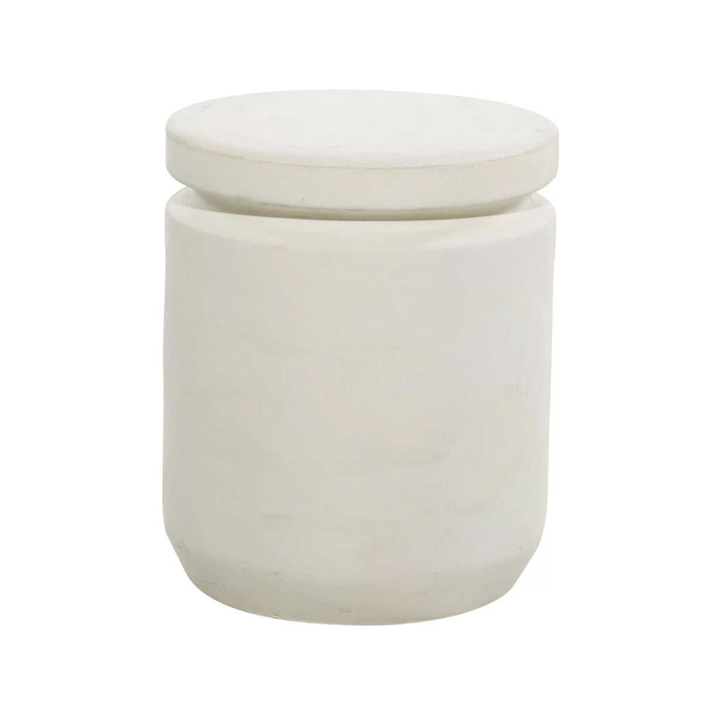 White Industrial Fiber Clay Outdoor Cylindrical Foot Stool G71457