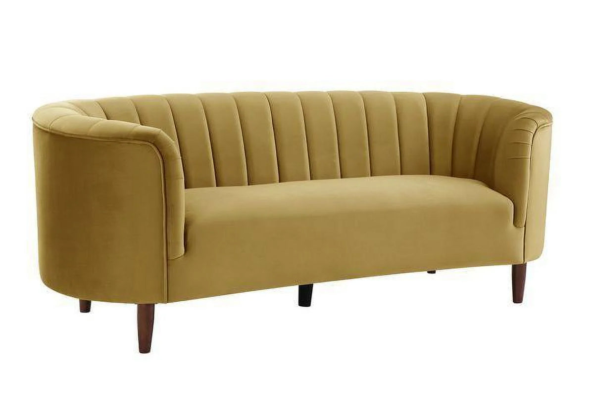 Olive Yellow Velvet Sofa and Loveseat S5534