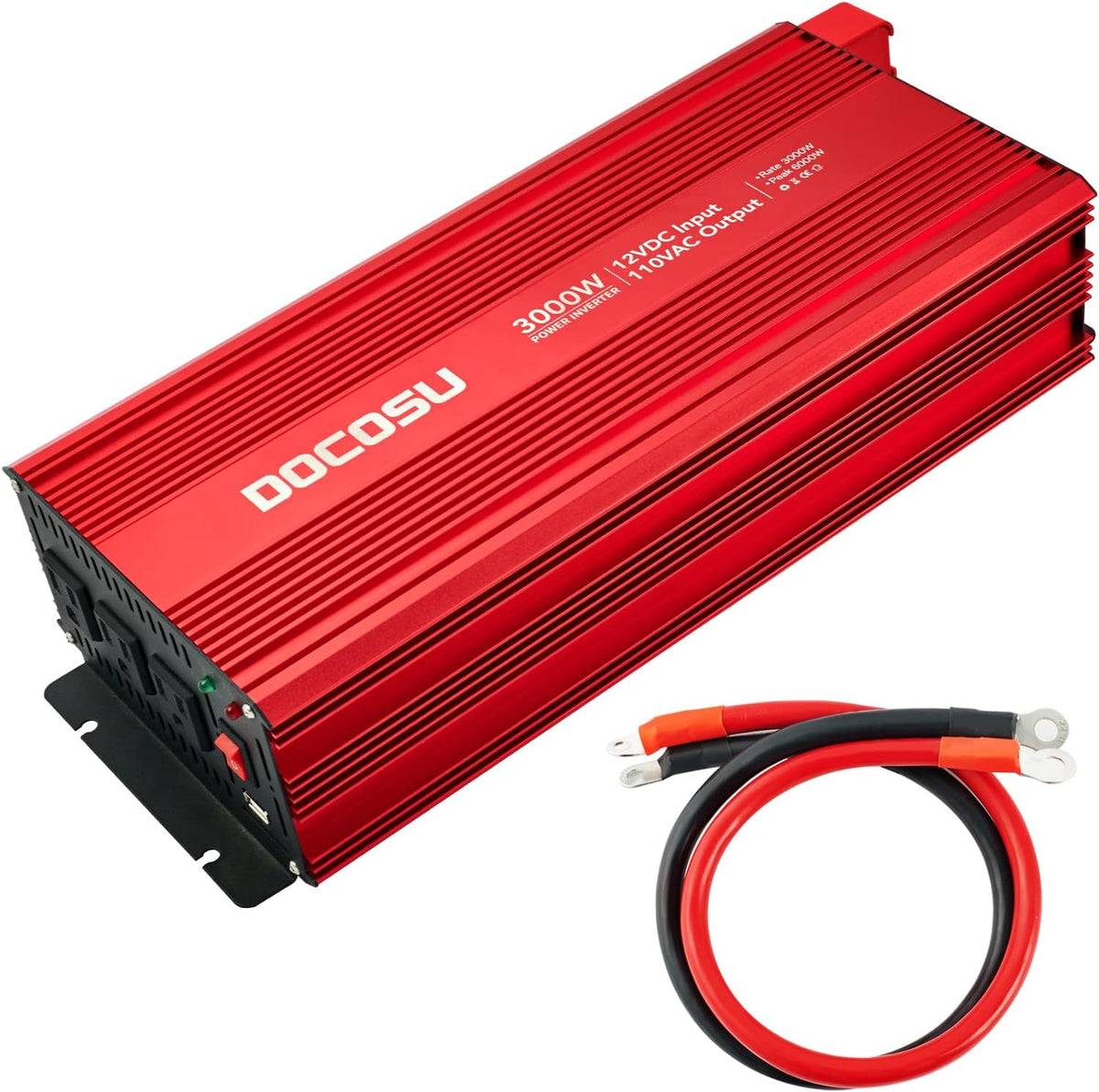 3000W Power Inverter with Dual AC Outlets & USB Port, DC12 to 24V, Modified Sine Wave C4567