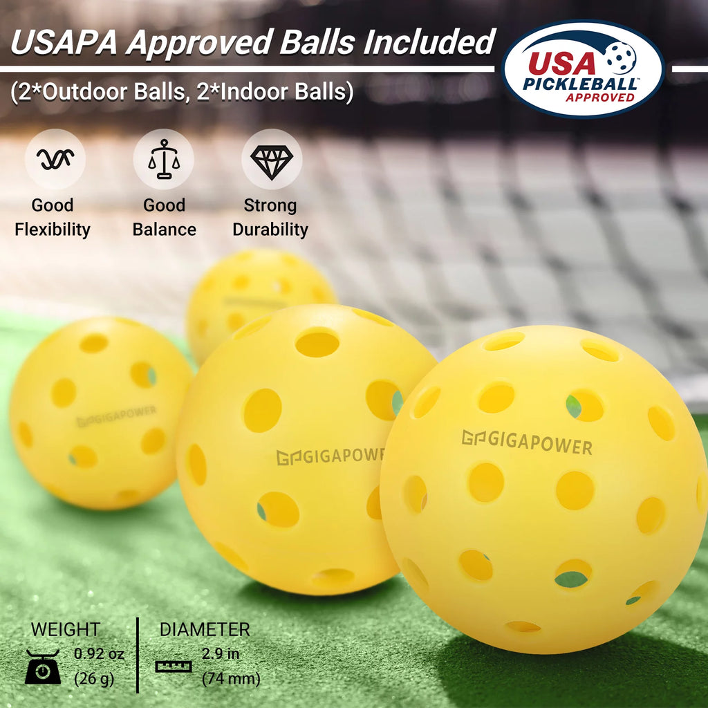 USAPA Approved Graphite Carbon Face Pickleball Paddles Set of 2 I9426