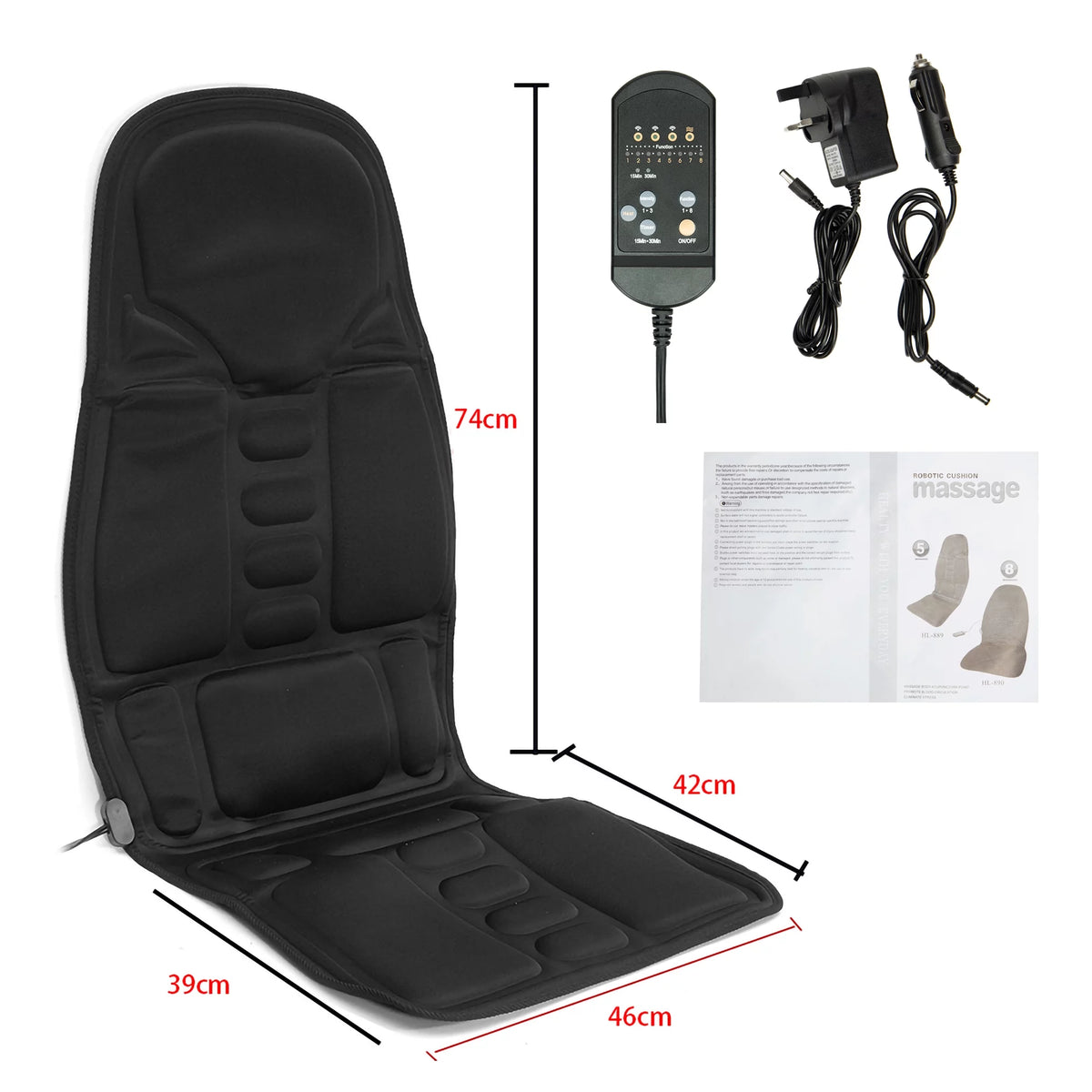 8 Motor Heat Vibrate Massage Cushion F7485