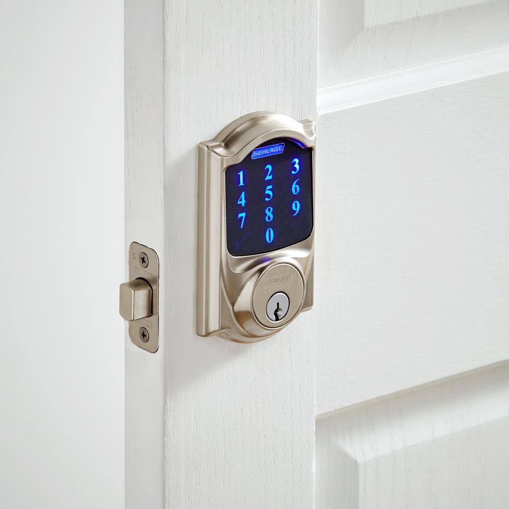Satin Nickel Touchscreen Deadbolt with Alarm F29191