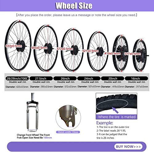 48V 1000W Front Motor Electric Bike Conversion Kit with KT-LCD6 Display M78050
