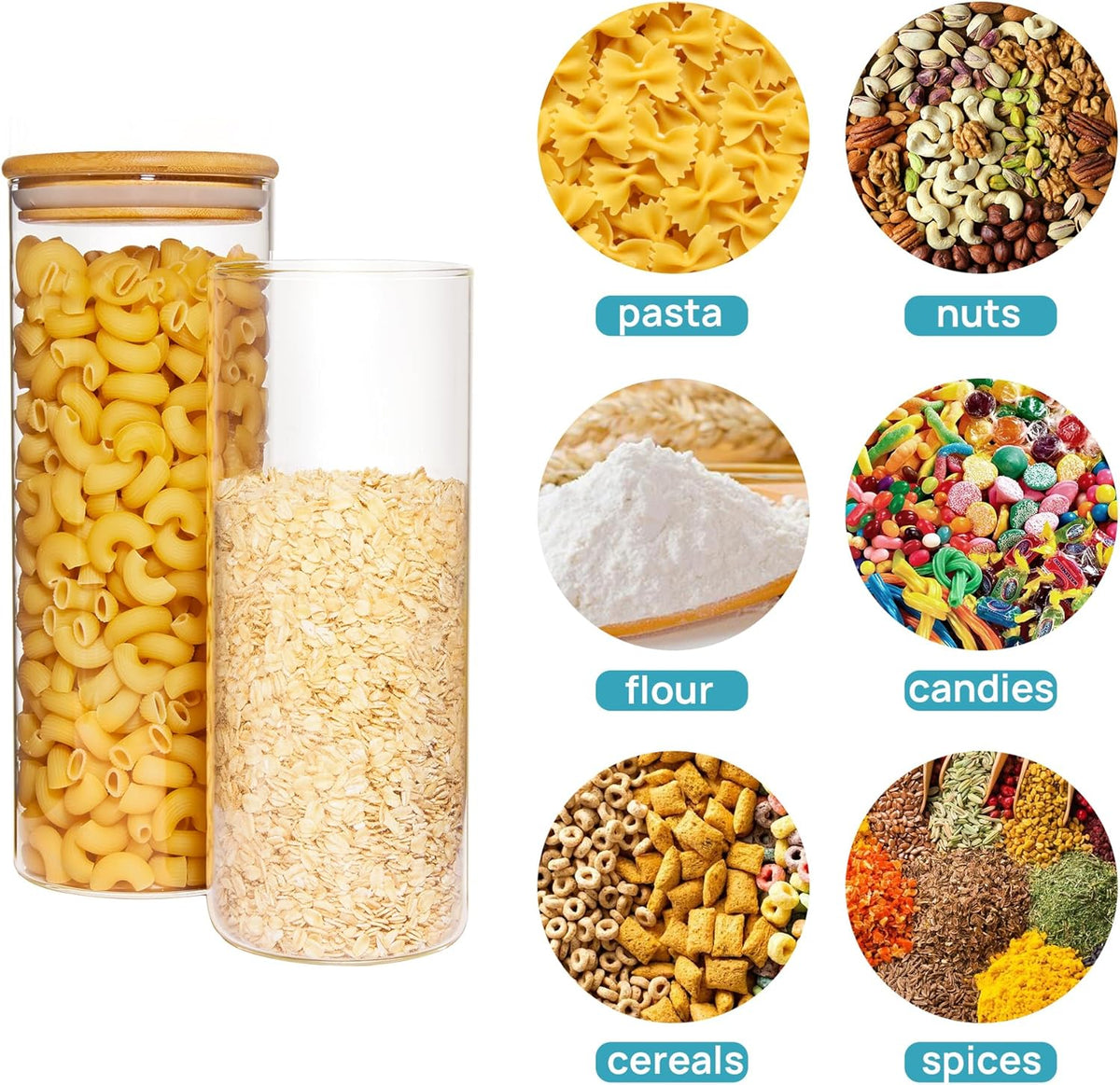 8 Pack 30oz Glass Food Storage Jars with Airtight Bamboo Wooden Lids O679