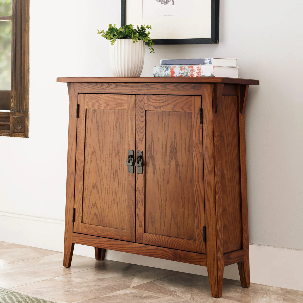 Solid Wood Hall Stand, Rich Russet Finish H20214