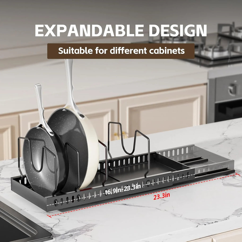 2 Pack Expandable Pull Out Cabinet Organizer with 10 Adjustable Dividers V3769